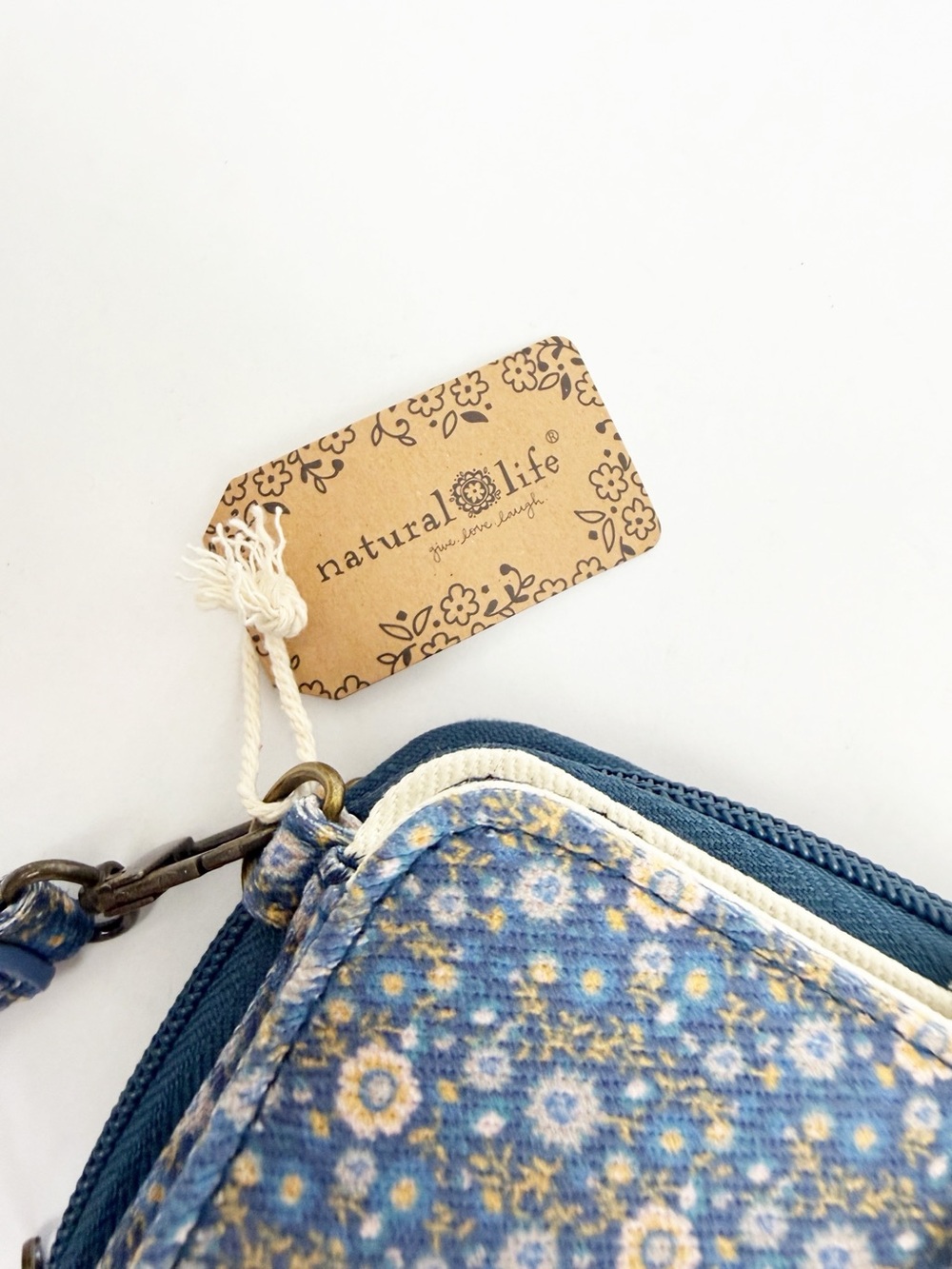 Natural Life Crossbody Wristlet Wallet Ditsy Floral Boho Bohemian Blue - Picture 11 of 12